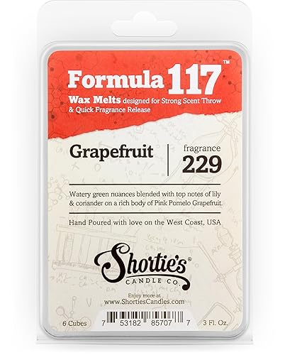 Shortie's Candle Company Grapefruit Wax Melts - Formula 117-1 Highly Scented 3 Oz. Bar - Made with Essential & Natural Oils - Fr